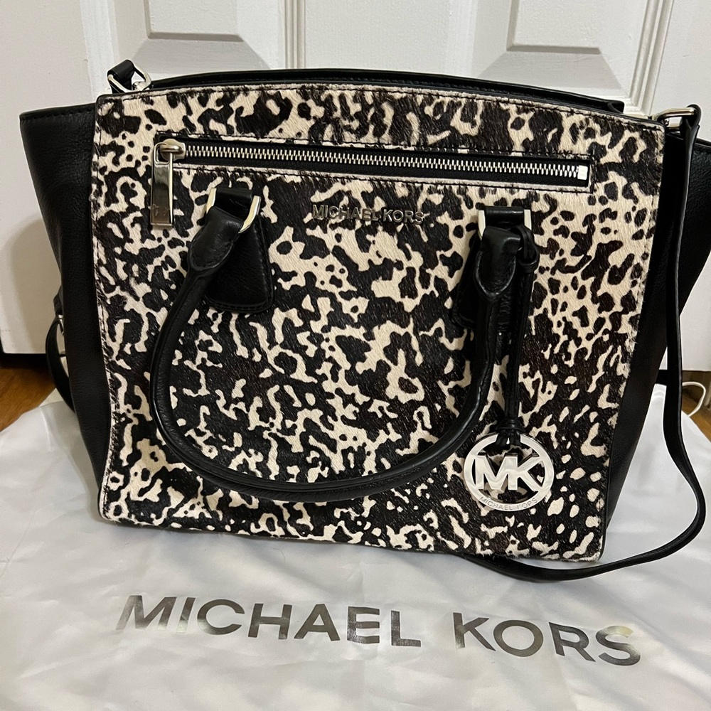 Michael Kors calf hair black handbag
